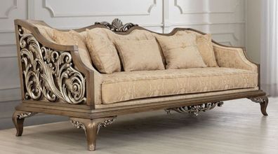 Casa Padrino Luxus Barock Sofa Beige / Gold / Braun / Silber - Wohnzimmer Sofa im Bar