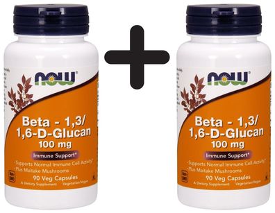 2 x NOW Foods Beta - 1,3/1,6-D-Glucan, 100mg - 90 vcaps