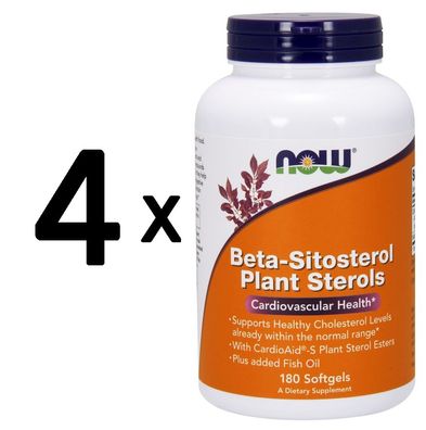 4 x NOW Foods Beta-Sitosterol Plant Sterols - 180 softgels