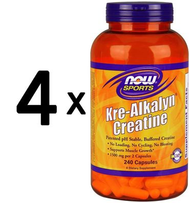 4 x NOW Foods Kre-Alkalyn Creatine - 240 caps