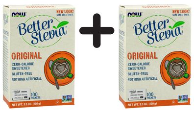 2 x NOW Foods Better Stevia, Original - 100 packets