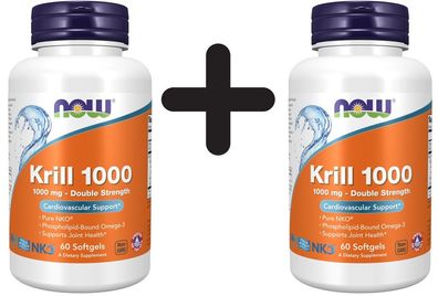 2 x NOW Foods Neptune Krill Oil, 1000mg - 60 softgels