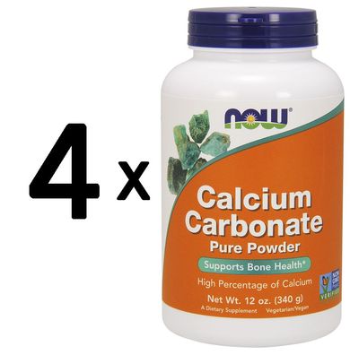 4 x NOW Foods Calcium Carbonate, Pure Powder - 340g