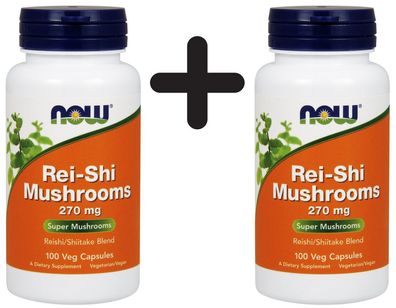 2 x NOW Foods Rei-Shi Mushrooms, 270mg - 100 vcaps