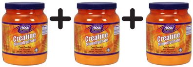 3 x NOW Foods Creatine Monohydrate, 100% Pure Powder - 1000g
