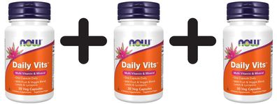 3 x NOW Foods Daily Vits - 30 vcaps
