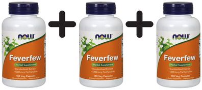 3 x NOW Foods Feverfew - 100 vcaps