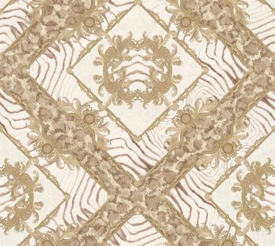 Versace Designer Barock Vliestapete Vasmare 349041 Creme / Beige / Braun - Hochwertig