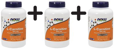 3 x NOW Foods L-Carnitine, 500mg - 180 caps