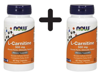 2 x NOW Foods L-Carnitine, 500mg - 60 vcaps
