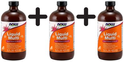 3 x NOW Foods Liquid Multi, Orange - 473 ml