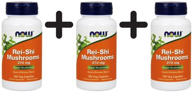 3 x NOW Foods Rei-Shi Mushrooms, 270mg - 100 vcaps