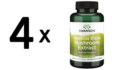 4 x Swanson Agaricus Blazei Mushroom Extract, 500mg - 90 vcaps