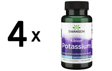 4 x Swanson Albion Complexed Potassium, 99mg - 90 caps