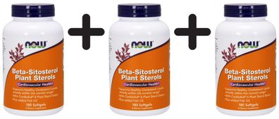 3 x NOW Foods Beta-Sitosterol Plant Sterols - 180 softgels