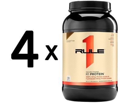 4 x Rule One R1 Protein Naturally Flavored, Chocolate Fudge - 902g