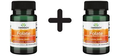 2 x Swanson Folate (5-Methyltetrahydrofolic Acid), 400mcg - 30 vcaps
