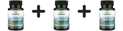 3 x Swanson AjiPure L-Serine, 500mg - 60 vcaps