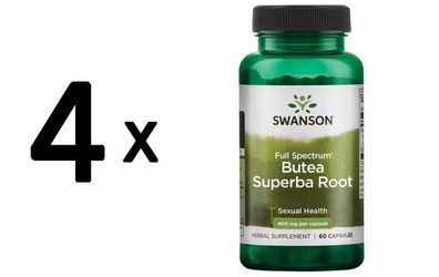 4 x Swanson Full Spectrum Butea Superba Root, 400mg - 60 caps