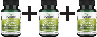 3 x Swanson Full Spectrum Chaga Mushroom, 400mg - 60 caps