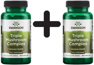 2 x Swanson Full Spectrum Triple Mushroom Complex - 60 caps