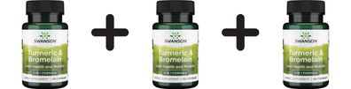 3 x Swanson Full Spectrum Turmeric & Bromelain - 60 caps