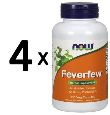 4 x NOW Foods Feverfew - 100 vcaps