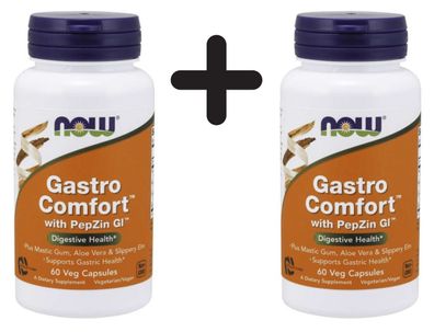 2 x NOW Foods Gastro Comfort with PepZin GI - 60 vcaps