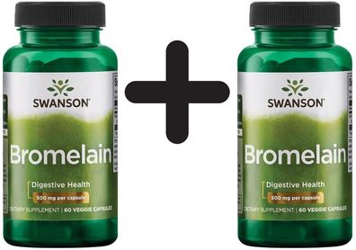 2 x Swanson Bromelain 1,200 GDU, 500mg - 60 vcaps