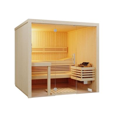 Infraworld Panorama 180 Saunakabine Elementsauna aus nordischer Fichte 210x180x203 c