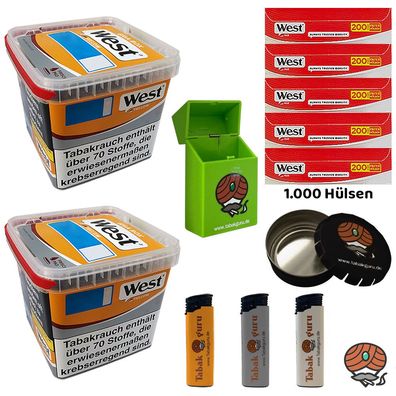 West Yellow Tabak/Stopftabak Box 2x 235g, 1000 West Hülsen, Ascher, Box
