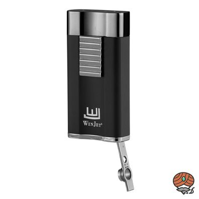 Winjet Premium Wide Flat Zigarren-Feuerzeug schwarz/anthrazit Jet-Flame + Bohrer