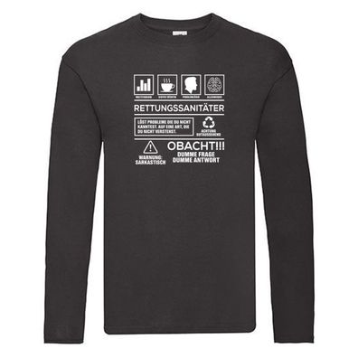 Achtung Probleme: Rettungssanitäter | Beruf | Sanitäter Long Sleeve Schwarz