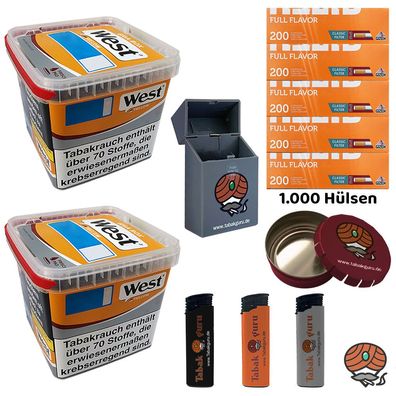 West Yellow Tabak/Stopftabak Box 2x 235g Gizeh Full Flavor Hülsen, Ascher, Box