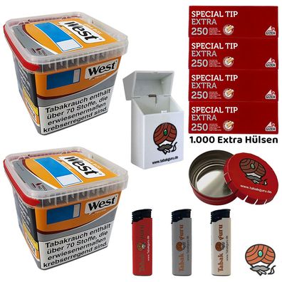 West Yellow Tabak/Stopftabak Box 2x 235g, Gizeh Extra Hülsen, Ascher, Box
