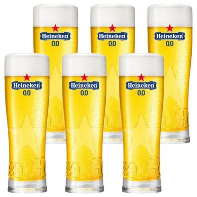 6x Heineken 0.0 Biergläser 0,25L geeicht – Originale Gläser alkoholfrei