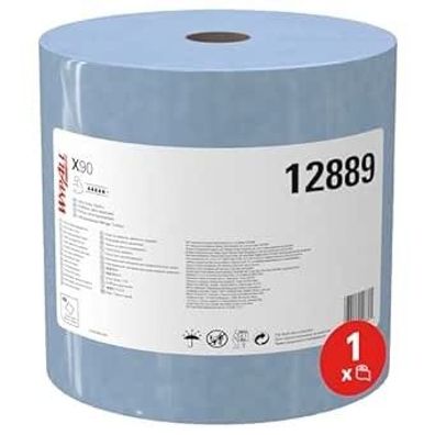 WypAll X90-Tücher 12889 - 1 Großrolle mit 450 blauen, 2-lagigen Tüchern