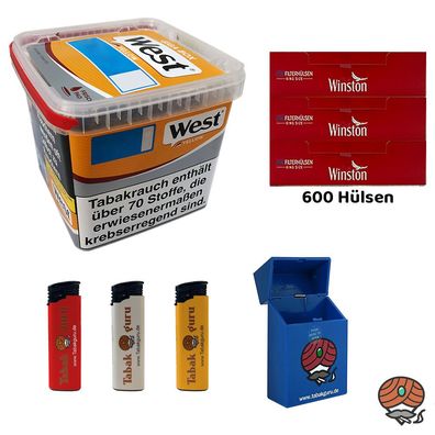 West Yellow Tabak / Stopftabak Box 235g, 600 Winston Hülsen, Zigaretten-Box