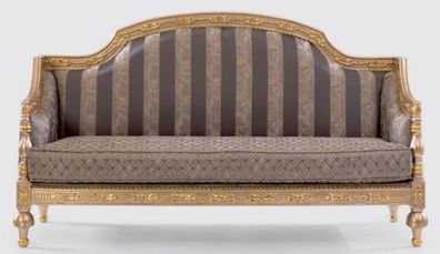 Casa Padrino Luxus Barock Sofa Grau / Silber / Gold - Prunkvolles Wohnzimmer Sofa mit