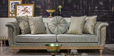 Casa Padrino Luxus Barock Sofa Türkis / Gold - Handgefertigtes Wohnzimmer Sofa im Bar
