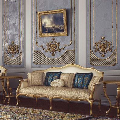 Casa Padrino Luxus Barock Sofa Creme / Gold 212 cm - Barock Hotel Möbel