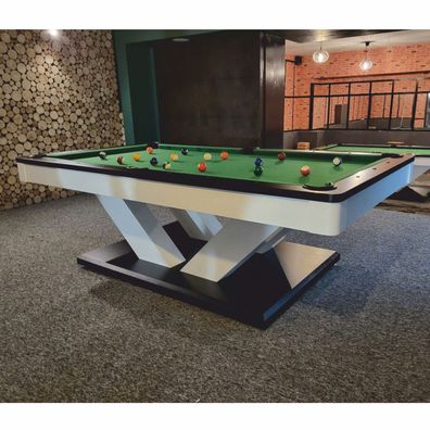 Casa Padrino Luxus Pool Billardtisch / Esstisch 8ft Weiß / Schwarz / Grün