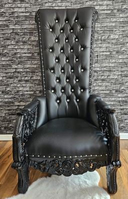Prunksessel Sessel Schwarz Barock Stil