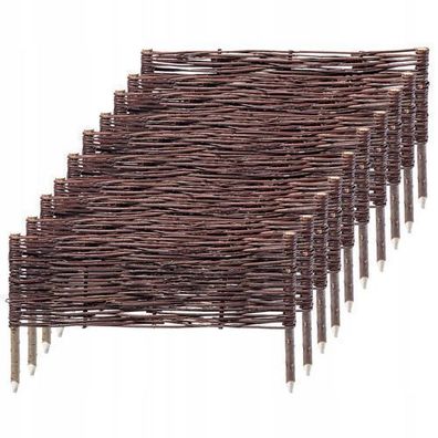 KADAX Palisade aus Weide, natürlicher Weidenzaun, 10 Stück, 60x20cm