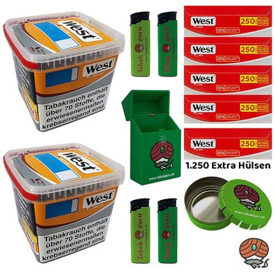 West Yellow Tabak/Stopftabak Box 2x 235g, West Red Extra Hülsen, Zubehör