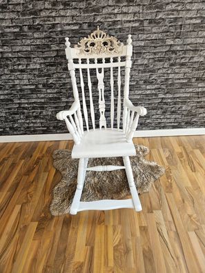Schaukelstuhl Weiß Krone Schwingsessel Relaxsessel