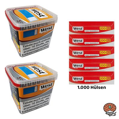 West Yellow Tabak/Stopftabak Box 2x 235g + 1000 West Red Hülsen