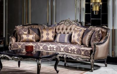 Casa Padrino Luxus Barock Sofa Gold / Lila - Prunkvolles Wohnzimmer Sofa mit elegante