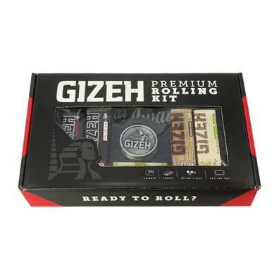 Gizeh Premium Rolling Kit mit Unterlage, ActiveTips, Blättchen, Tips und Grinder