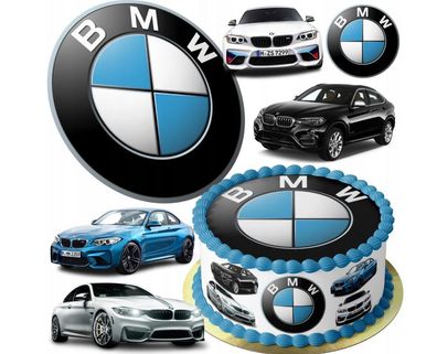 BMW Auto Essbar Car Zuckermasse Tortenbild Tortenaufleger + 4 Muffin